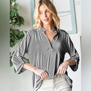 Hemish Black & White Stripped Blouse